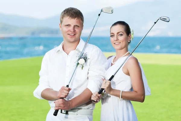 高尔夫球场的婚礼 — 图库照片