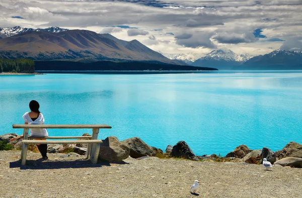 길은 호수와 마운트 쿡, 뉴질랜드 — 스톡 사진