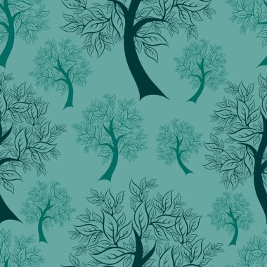 Vector seamless pattern from trees clipart