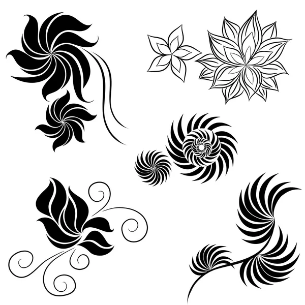 Conjunto vectorial de elementos de diseño de flores — Archivo Imágenes Vectoriales