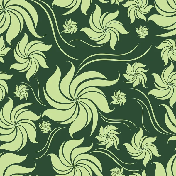 Нежный зелёный цветочный узор с листьями — стоковый вектор