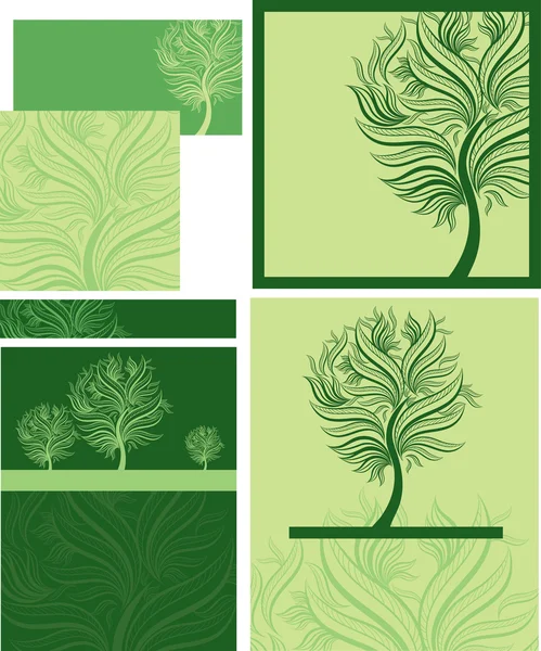 Vektor-Set dekorativer Frühlingsbaum — Stockvektor