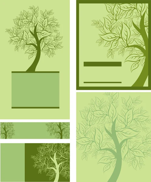 Σύνολο δέντρο διακοσμητικά άνοιξη διάνυσμα — Διανυσματικό Αρχείο