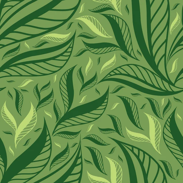 Nahtlose grüne Blumenmuster mit Blättern — Stockvektor