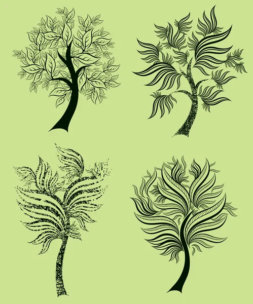 Vector set of spring tree design elements — Stock Vector