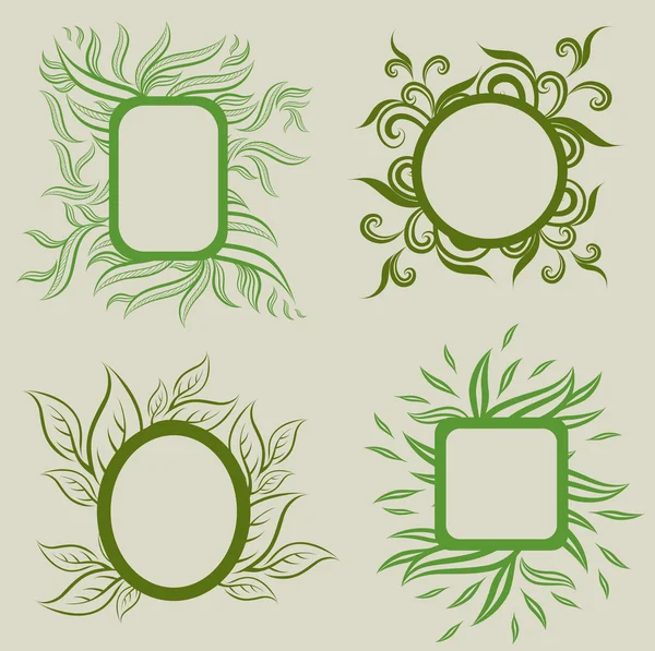 Vector set of leafs frames — Stock Vector