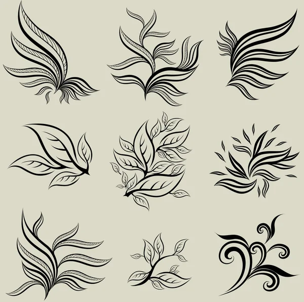 Serie di foglie vettoriali elementi di design — Vettoriale Stock