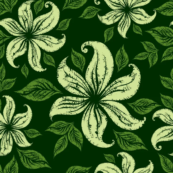 Vektor nahtloses florales Grunge-Muster mit Lilien — Stockvektor