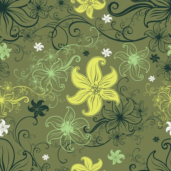 Motif floral sans couture vectoriel avec fleur de lys — Image vectorielle