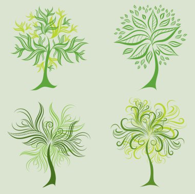 Bahar ağacı tasarım öğeleri kümesi vektör