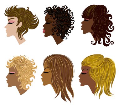 Vector set of trendy hair styling for woman clipart