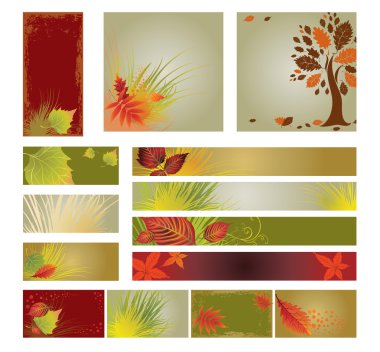 Vector samples of web-design (banners) with decorative tree. clipart