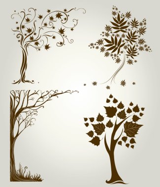 Designs with decorative tree from leafs clipart