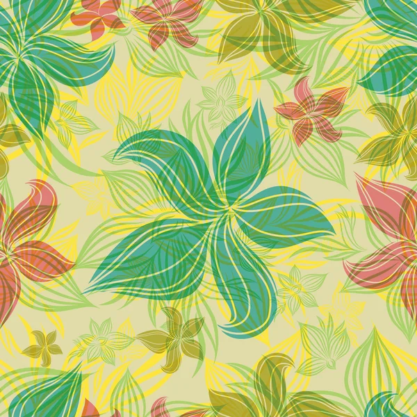 Vector Seamless floral pattern with orchid flower — Stok Vektör
