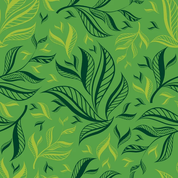 Seamless green floral pattern with leafs — Stock Vector