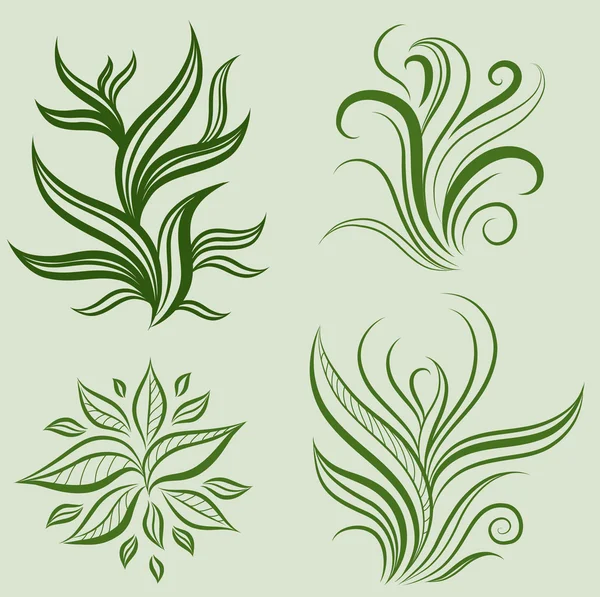 Ensemble vectoriel d'éléments de conception de feuilles — Image vectorielle
