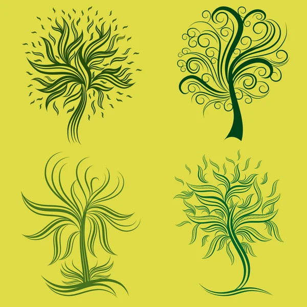 Conjunto vectorial de elementos de diseño de árboles de primavera — Archivo Imágenes Vectoriales