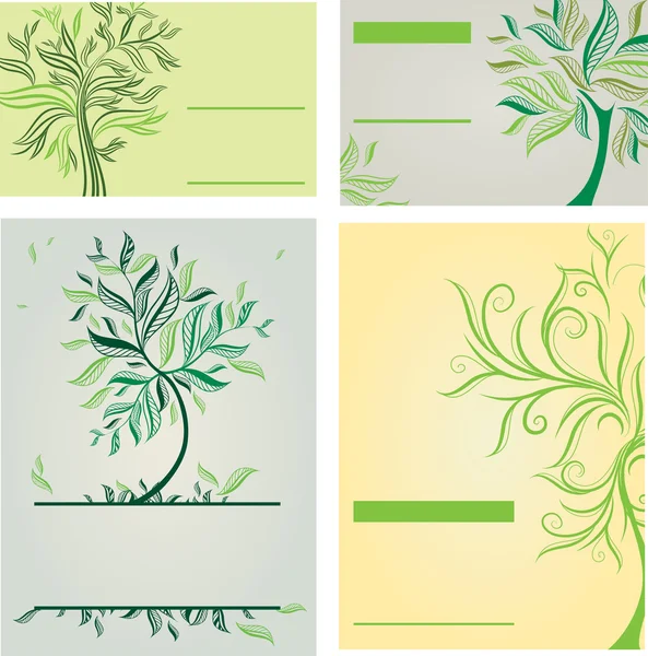 Conjunto vectorial de plantillas de diseño con árboles — Archivo Imágenes Vectoriales