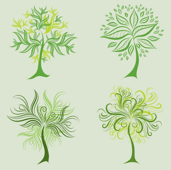 Vector set of spring tree design elements — Stock Vector