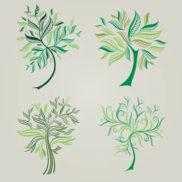 向量组的春天树设计元素 — 图库矢量图片