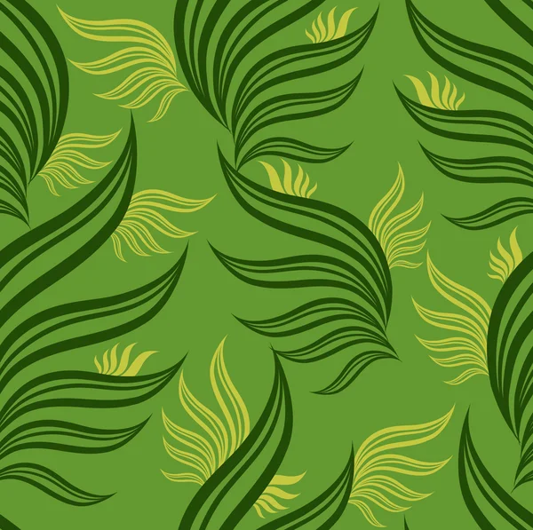 Motif floral vert sans couture avec feuilles — Image vectorielle