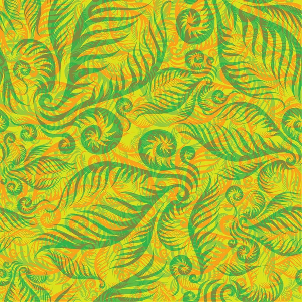 Patrón floral verde sin costuras con hojas de helecho — Archivo Imágenes Vectoriales