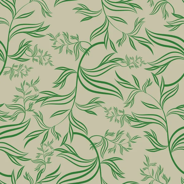 Patrón floral verde sin costuras con hojas — Archivo Imágenes Vectoriales