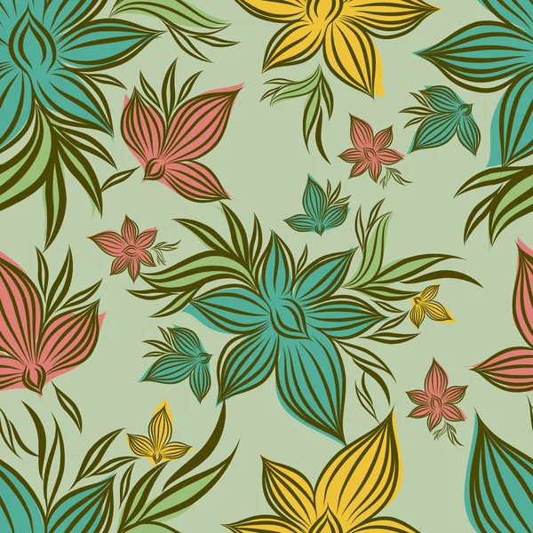 Modèle floral sans couture vectoriel avec fleur d'orchidée — Image vectorielle