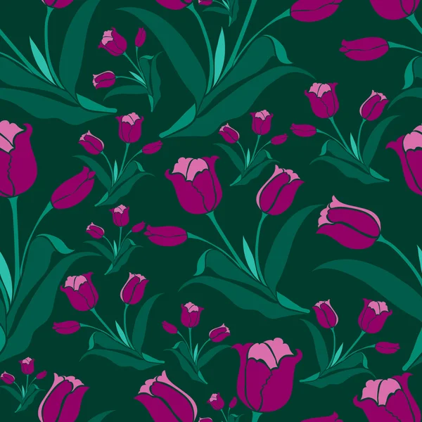 Seamless vintage floral pattern with tulips — Stock Vector
