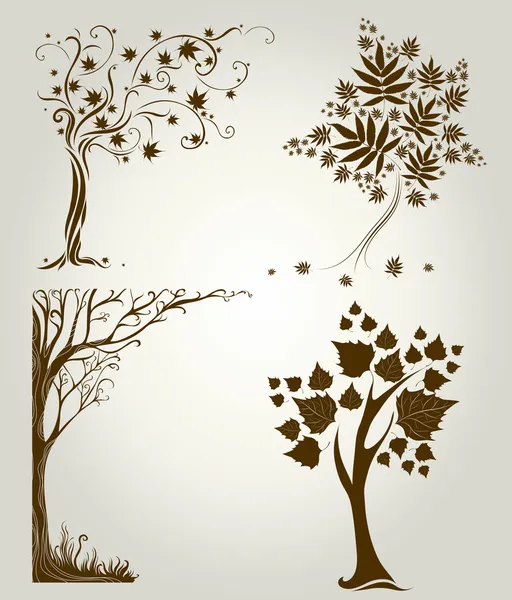 Σχέδια με διακοσμητικό δέντρο από φύλλα — Διανυσματικό Αρχείο