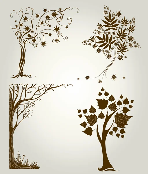 Designs with decorative tree from leafs Royalty Free Stock Illustrations