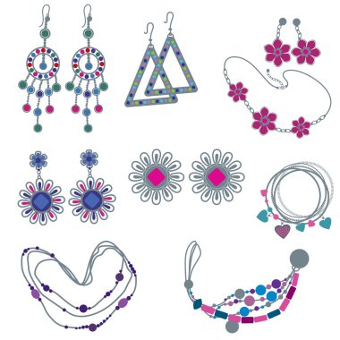 Vector set of fashion jewelry clipart