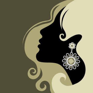 Vector closeup portrait of a girl with beautiful hair clipart