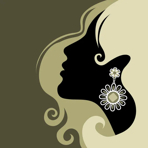 Векторный портрет девушки с красивыми волосами — стоковый вектор