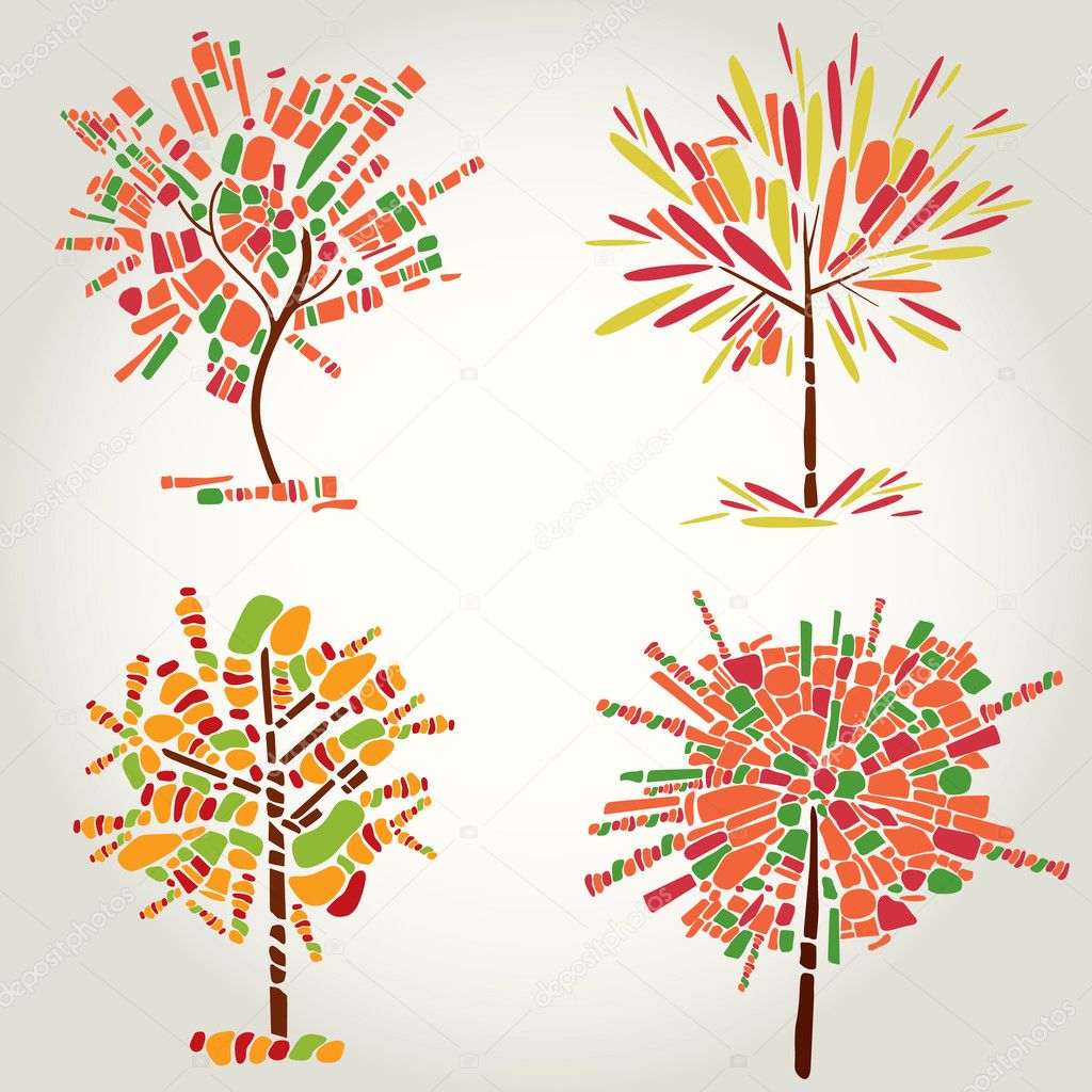 Decorative tree from mosaic. Thanksgiving