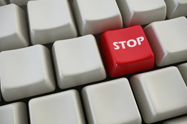 "stop"ボタンの 3 d レンダリングとキーボード — ストック写真