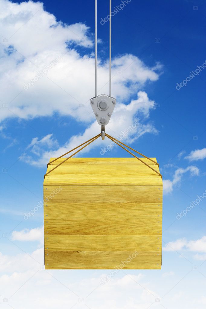 Hook holding wooden container