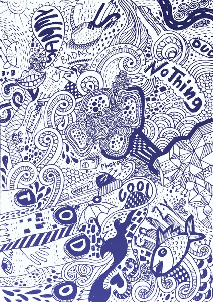 Psicodélico abstracto dibujado a mano doodles fondo — Archivo Imágenes Vectoriales