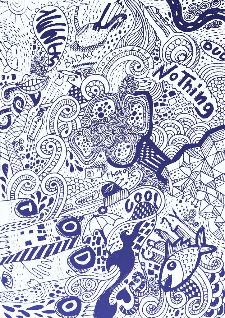 Psychedelic abstract hand-drawn doodles background