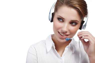 Beautiful Customer Representative girl with headset clipart