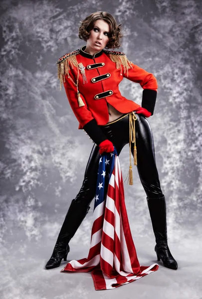 Sexy model wearing glamour uniform — Stock Photo, Image