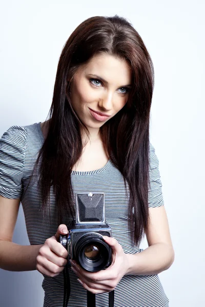 カメラを持つ女性 — ストック写真