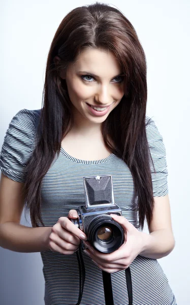 Γυναίκα με κάμερα — Φωτογραφία Αρχείου