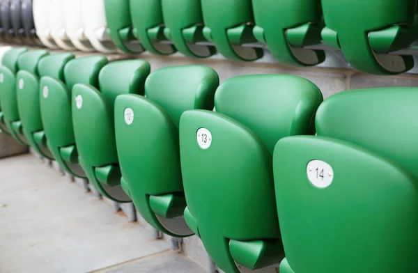 Safety plastic armchairs on stadium tribune — Stock Photo, Image