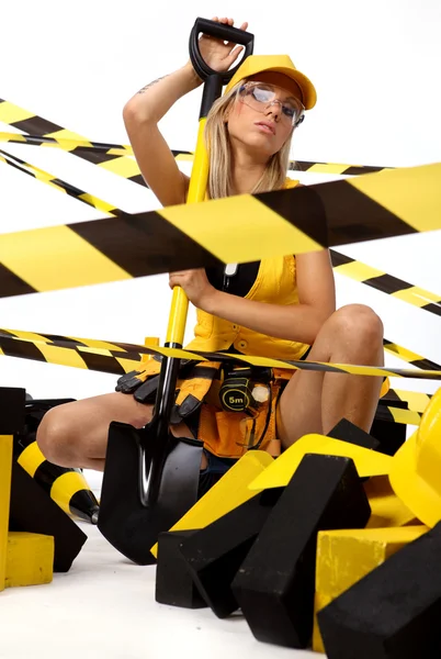 Sexy blonde vrouwelijke bouwvakker — Stockfoto