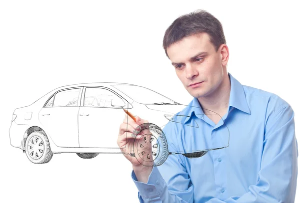 Stock image Men drawing a car