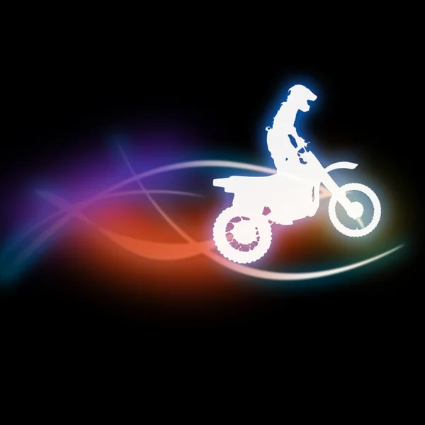 Silhouette eines Mannes auf einem Motorrad. — Stockfoto