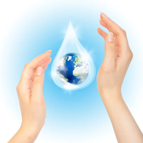 Drop of water with Earth. — Stock Photo, Image