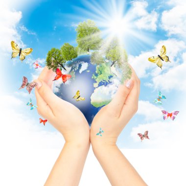 Concept Save green planet. clipart