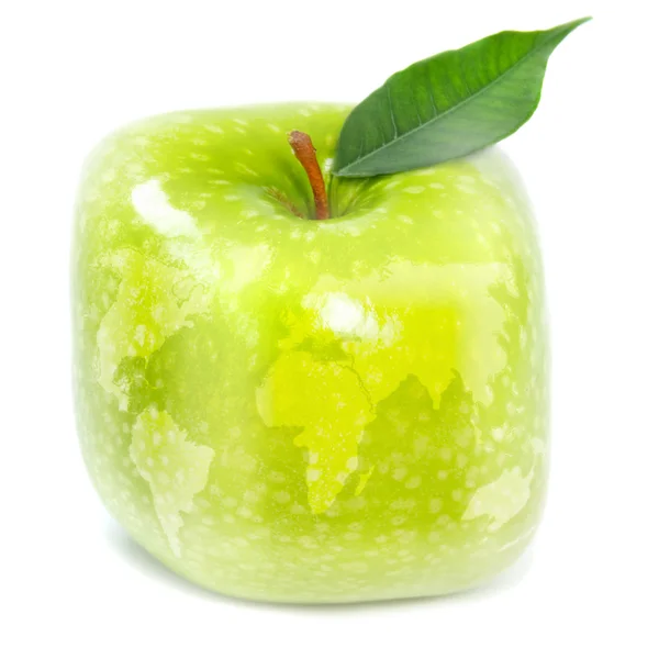 Green apple and map — Stock Photo, Image
